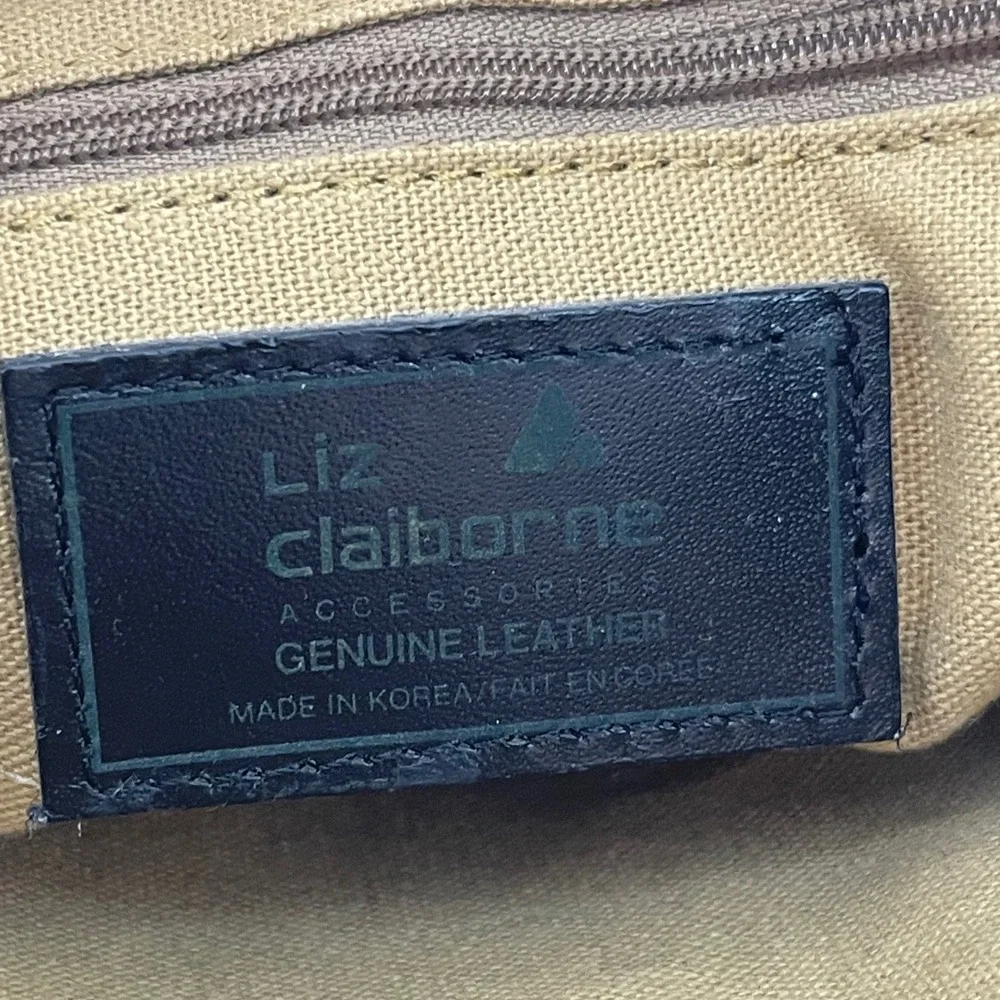 Vintage Liz Claiborne Crossbody Satchel Bag Medium Beige Tan Leather 90s Minimal